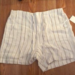 NWT White Linen Shorts with Stripes
